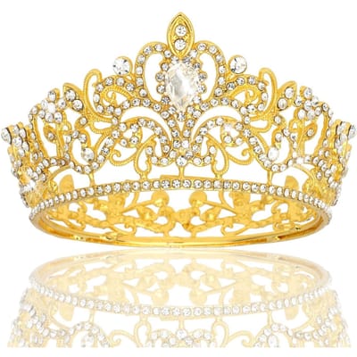 Couronne Ronde Fête Fête Tiare Nuptiale Couronne de Mariage Accessoires Cheveux Fille Princesse Couronne d'Anniversaire beige