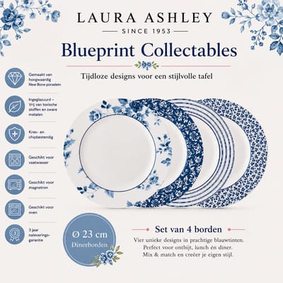 Laura Ashley Blueprint Borden set van 4 - 23 cm Assorti