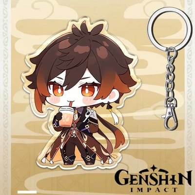 Een 12cm Genshin Impact Acryl Sleutelhanger Student Rugzak Accessoires Hu Tao Yoimiya Zhongli Raiden Shogun Accessoires Feestcadeaus 12CM white