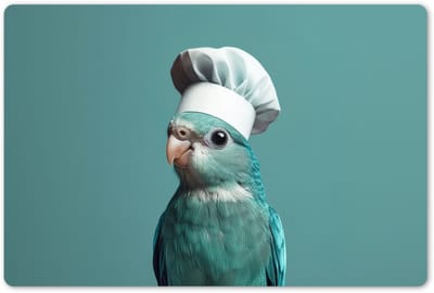 Placemats 45x30 cm - Placemat kunststof - 1 stuk - Parkiet - Vogel - Koksmuts - Cute - Borden onderleggers - Decoratie voor op tafel - Keuken tafeldecoratie accessoires - Vinyl onderlegger - Tafelversiering