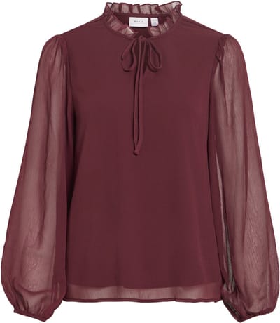 Vila Blouse Vifalia V-neck Tie L/s Top 14115721 Port Royale Dames Maat - W40