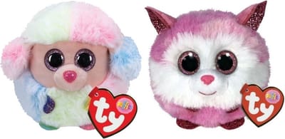 Ty - Knuffel - Teeny Puffies - Rainbow Poodle & Princess Husky