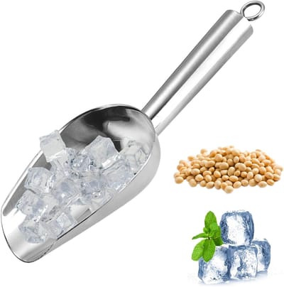 Metalen Ice Scooper Rvs Ice Cube Scooper Voedsel Scoop voor Bar Bruiloft Pet Food Metal voor Keuken Supply Silver