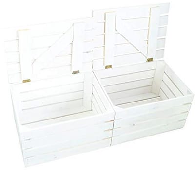 Kistenkolli Altes Land Fruit box, wooden box, flamed, white or natural, with lid, 48 x 36 x 27 cm, wooden box with lid, treasure chest, storage box (white, 2)