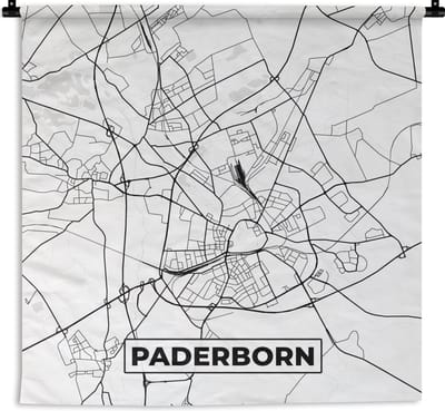 Wandkleed - Wanddoek - Kaart - Plattegrond - Stadskaart - Paderborn - 180x180 cm - Wandtapijt