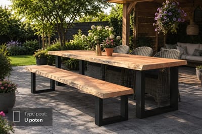 Douglas Boomstam Tuintafel - 160 x 90 cm - Stalen U Poten - Inclusief Montage