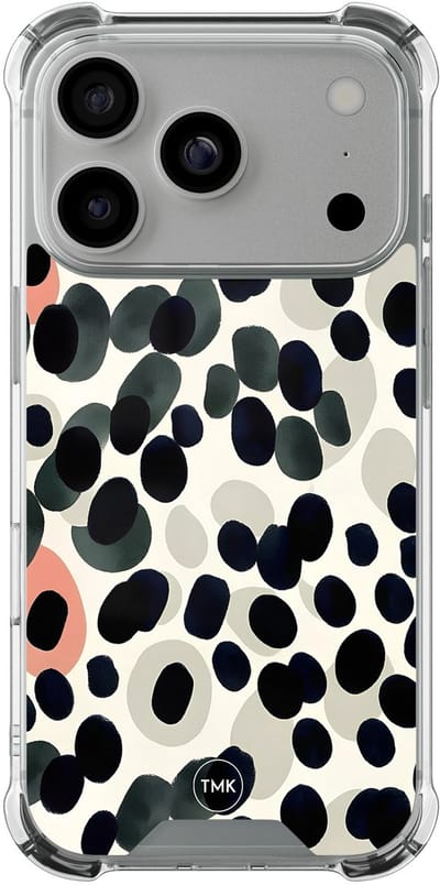 Shockproof hoesje geschikt voor Apple iPhone 17 Pro - Modern dots - Schokbestendig - Verhoogde randen - TPU case - Extra Sterke Back Cover - Gestipt - Transparant, Multi