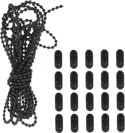 PVC roljaloezieketting 10 meter met 20 kralenbeugels - zwart
