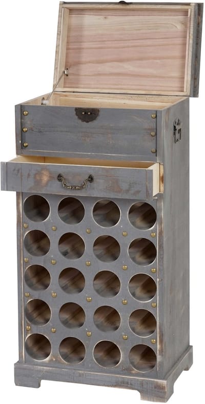 Wijnrek Lucan T323, flessenrek Rek voor 20 flessen, 94x48x31cm, shabby look, vintage ~ grijs
