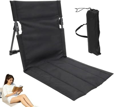 Comfortabele Vloerstoel voor Buiten, Lichtgewicht Zitmeubel met Rugleuning, Ideaal voor Picknicken, Vissen en Wandelen, Inclusief Draagtas en Aluminium Frame