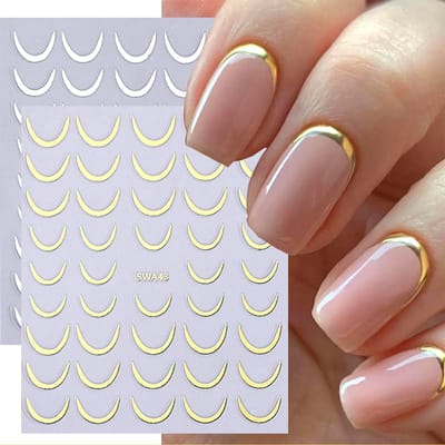 Allecto - Franse Nagelstickers - Nail Art Decoratie - Zelfklevend - Goud en Zilver - DIY Manicure - Geschikt voor Vrouwen en Meisjes