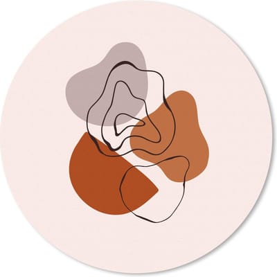 Muismat rond 20x20 cm - Mousepad Line-art - Abstract - Roze - Ronde muismatten - Kerst - Cadeau - Kerstcadeau voor mannen en voor vrouwen