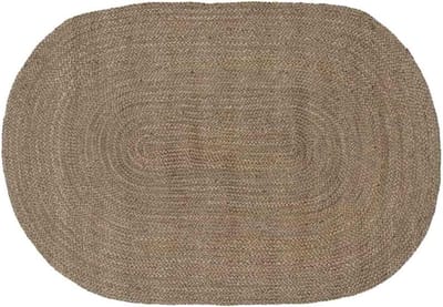 Ovaal Jute Tapijt - Vloerkleed Natuurlijk - Woonkamer Aankleden - Handgeweven Uniek Stuk - 100 x 152 cm - Grijs