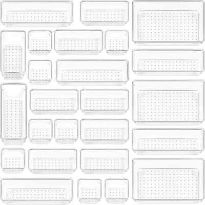25 Stuks Lade Organizer Systeem met 4 Maten, Transparant Plastic, Ideaal voor Make-up, Keuken en Badkamer Organisatie
