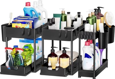 DD Gootsteenkast Organizer - Keukenkast Organizer - Gootsteenorganisers - Twee Stuks - Zwart