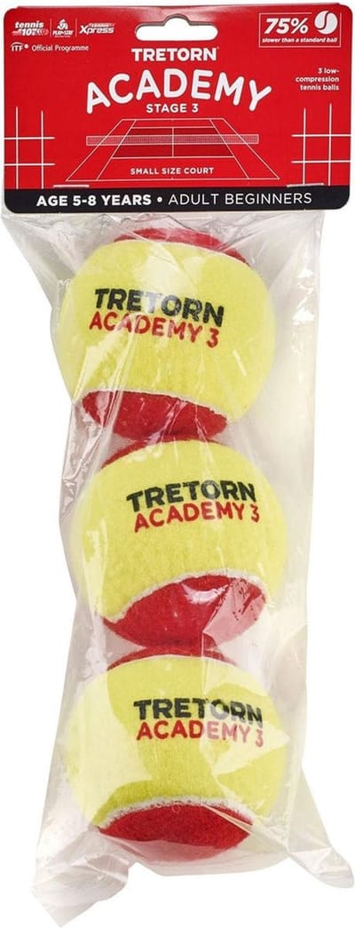 Tretorn ACADEMY RED FELT - Tennisballen - Stage 3 - 3 stuks - Geel/Rood