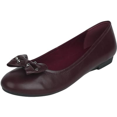 Rock Rebel by EMP - Rock Ballerina - Donkerrode ballerina's met strik & studs - EU37 tot EU39 - voor Vrouwen - donkerrood