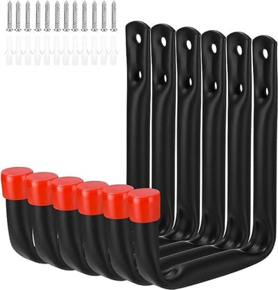 Garagewandhaken set van 6 - robuuste J-haken - wandmontagebeugels - ideaal voor ladders en fietsen - ShopVlot