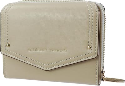 Vrouwen Trifold Portemonnee van PU Leer met Rits - Ruime Opbergruimte voor Kaarten, Geld en Munten, Beige, Modern Ontwerp