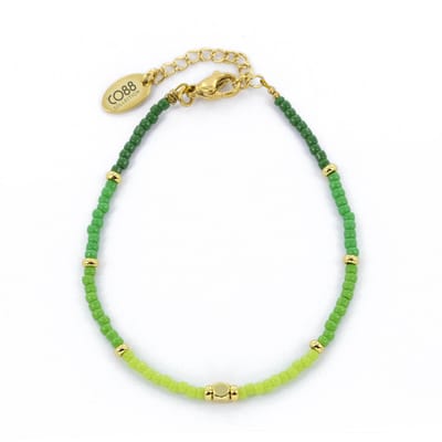 CO88 Collection 8CB-91151 Kralenarmband met Miyuki Kralen - Groen Tinten - 16+3cm - Goudkleurig Slot