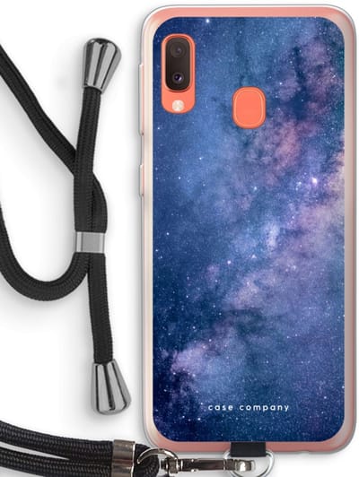 Case Company® - Hoesje met koord geschikt voor Samsung Galaxy A20e hoesje met Koord - Nebula - Telefoonhoesje met Zwart Koord - Bescherming aan alle Kanten en Over de Schermrand