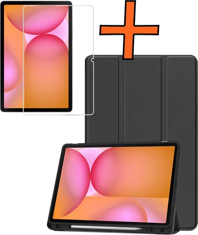 Hoesje - Geschikt voor Samsung Galaxy Tab S10 Lite - Met Screenprotector - Trifold Bookcase - Hard Cover Case - Met Uitsparing Geschikt voor S Pen - Hardcover Book - Tablet Hoes - Zwart