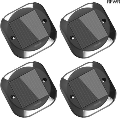 RFWR® Waterdichte solar vloerlampen voor buiten - 4 stuks, IP65, koelwit licht, geschikt voor tuinen en trappen