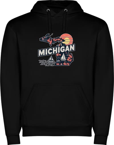 Zwarte Wanna have hoodie voor de echter Amerika / Verenigde Staten liefhebber, de Amerikaanse staat Michigan Print Full Color Color merk Roly maat S