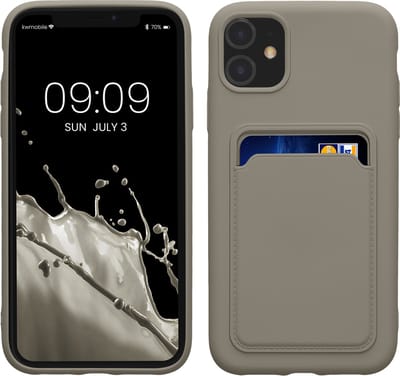 kwmobile telefoonhoesje geschikt voor Apple iPhone 11 - Hoesje met pasjeshouder - TPU case in mat lichtgrijs