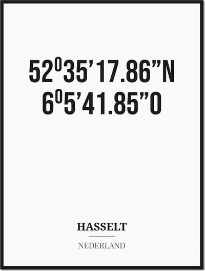 Poster/kaart HASSELT met coördinaten