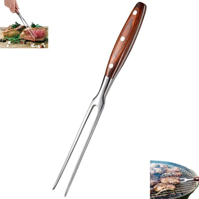Barbecuevorken van roestvrij staal - Barbecuevorken met palissanderhouten handvat - Vorken voor rundvlees en lamsvlees - Steakvorken - Westerse snijvorken - 30 cm barbecuevorken van exportkwaliteit met palissanderhouten handvat