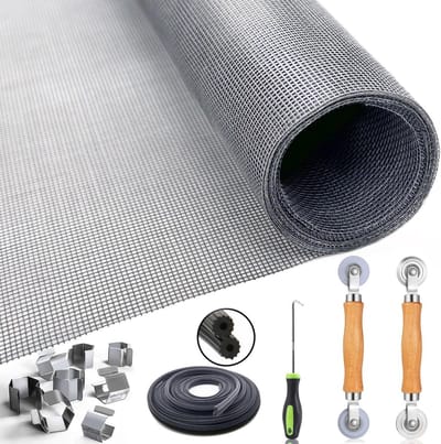 Raamfolie Reparatiekit - Scherm Herstel - Vensters Repareren - Compleet Met Gereedschap - 48 x 118 cm - Grijs