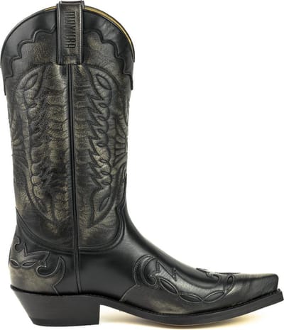 Mayura Boots 1927 Zwart/ Spitse Cowboy Western Dames Heren Laarzen Schuine Hak Two Tone Echt Leer Maat EU 37