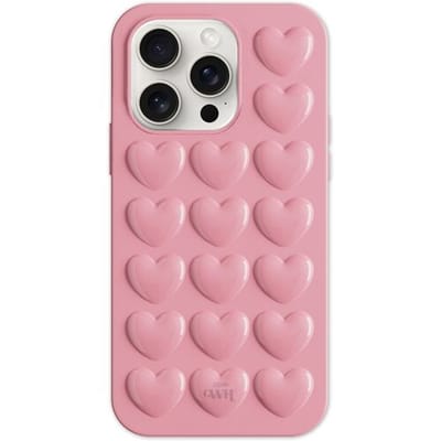 xoxo Wildhearts Heartbreaker Pink telefoonhoesje - Geschikt voor iPhone 16 Pro Max - Heart case - Siliconen hoesje met hartjes patroon - Case met hart - verstevigde backcover - Roze