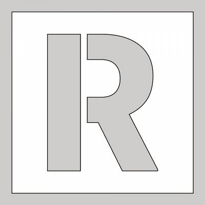 Spuitsjabloon letter R - dibond 500 x 500 mm