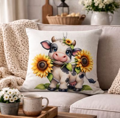 Canvas Happy Cow Collection kussenhoes - 45x45 cm