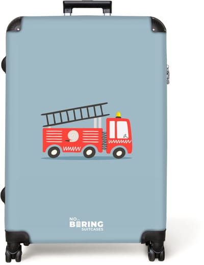 NoBoringSuitcases.com® - Koffer groot - Reiskoffer lichtgewicht - Brandweer - Auto - Voertuig - Jongens - Kinderen - Rolkoffer met 4 wielen - Grote trolley XL - 98 liter bagage
