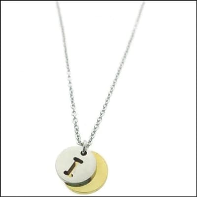 Aramat Jewels | Halskettingen | Stalen Initiaal Ketting met Ronde Letter Hanger – Gepersonaliseerde Ketting | I | |1,5mm | Staal | Volwassenen | Verkleurd niet