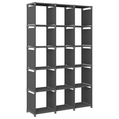 vidaXL - Kast - met - 15 - vakken - 103x30x175,5 - cm - stof - grijs