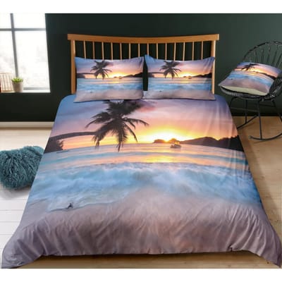 Reactief Printen Zeegezicht Dekbedovertreksets AU ,EU ,US Maat Zonsopgang Zonsondergang Bedlinnen Hot Beddengoedset Grote Maat TG96 EU single(135x200cm)
