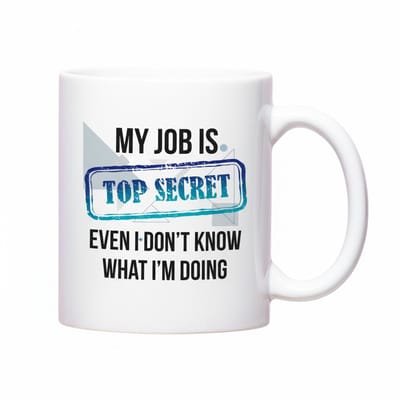 330ml Witte Keramische Mok – My Job Is Top Secret – Even I Don't Know What I’m Doing | Grappige Werk & Kantoor Humor Beker