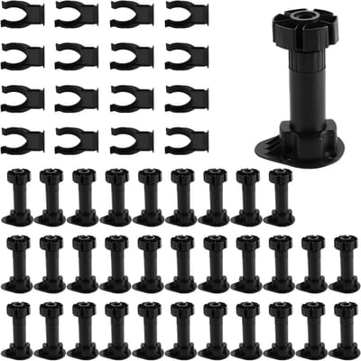 Set van 32 Verstelbare Plastic Meubelpoten voor Keuken en Badkamer - 100-120mm Hoogte, Geschikt voor Diverse Meubels met Stevige Klemmen