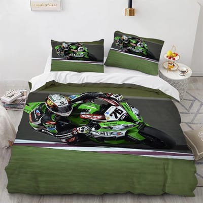 Motorrijder Koning Koningin Dekbedovertrek 3D Motorcross Extreme Sport Beddengoedset voor Tieners Volwassenen Man Jeugd Crossmotor Dekbedovertrek AU Single 140x210cm