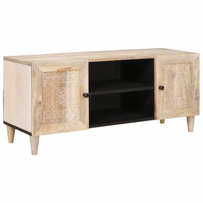 vidaXL - TV - Eenheden - met - plank - Wit - 105 - x - 33 - x - 46 - cm - Bewerkt - hout