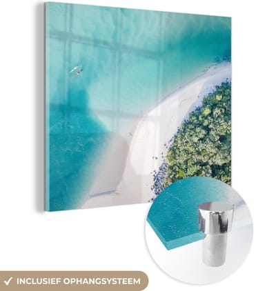 MuchoWow® Glasschilderij 90x90 cm - Schilderij acrylglas - Zee - Zon - Australië - Foto op glas - Muurdecoratie woonkamer - Wanddecoratie slaapkamer - Schilderijen
