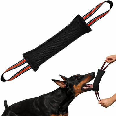 Trek- en speeltouw voor honden met sterke reflecterende strepen, 30 cm kauwspeeltje van katoen en nylon, ideaal voor training en bescherming