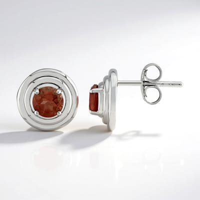 Cavill - Zilveren Oorbellen - 925 Sterlingzilver - Oregon Zonnesteen 0,85 ct - Rond Geslepen Edelstenen - Moderne Elegante Oorstekers