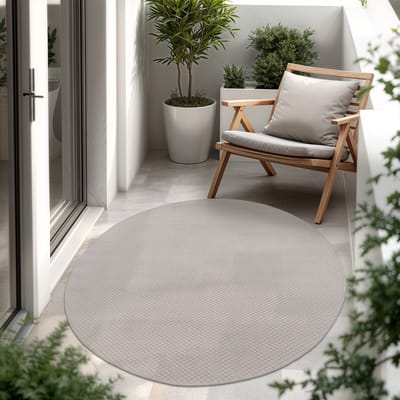 Paco Home In-& Outdoor Balkon Terras Keukenvloerkleed Eenkleurig Gemêleerd Patroon 80 cm Rund