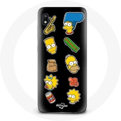 Hoesje voor Samsung Galaxy A10 The Simpsons stickers zwarte achtergrond zwart