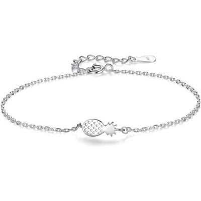 Trustdavis 925 Massief Sterling Zilver Mode Dames Tekening Fruit Ananas Armband 16cm Voor Tienermeisjes Dames Cadeau Sieraden Da50 16-20cm zilver